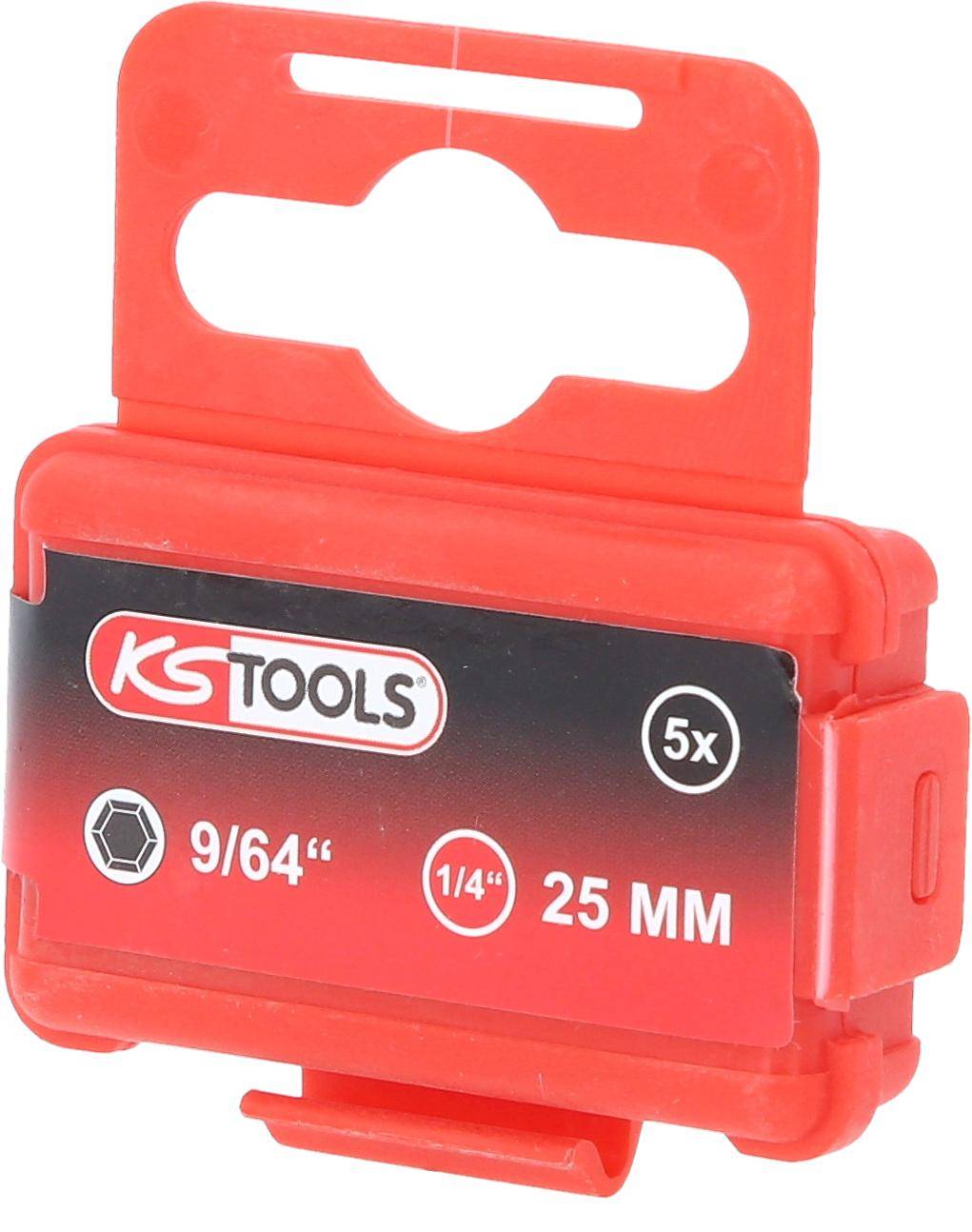 KS TOOLS 1/4" Bit Innensechskant, 25mm, Kugelkopf, 9/64", 5er Pack