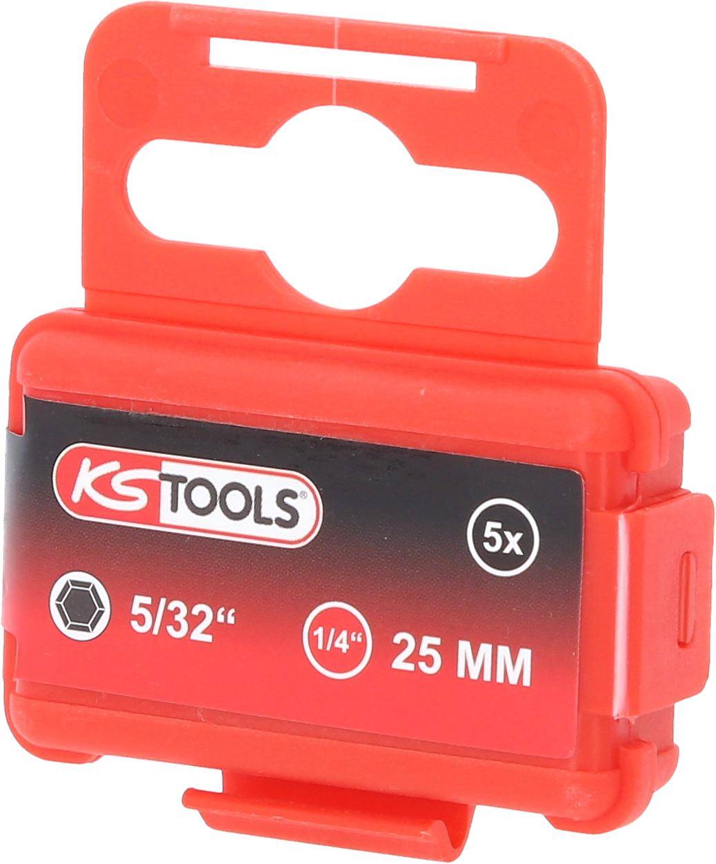KS TOOLS 1/4" Bit Innensechskant, 25mm, Kugelkopf, 5/32", 5er Pack