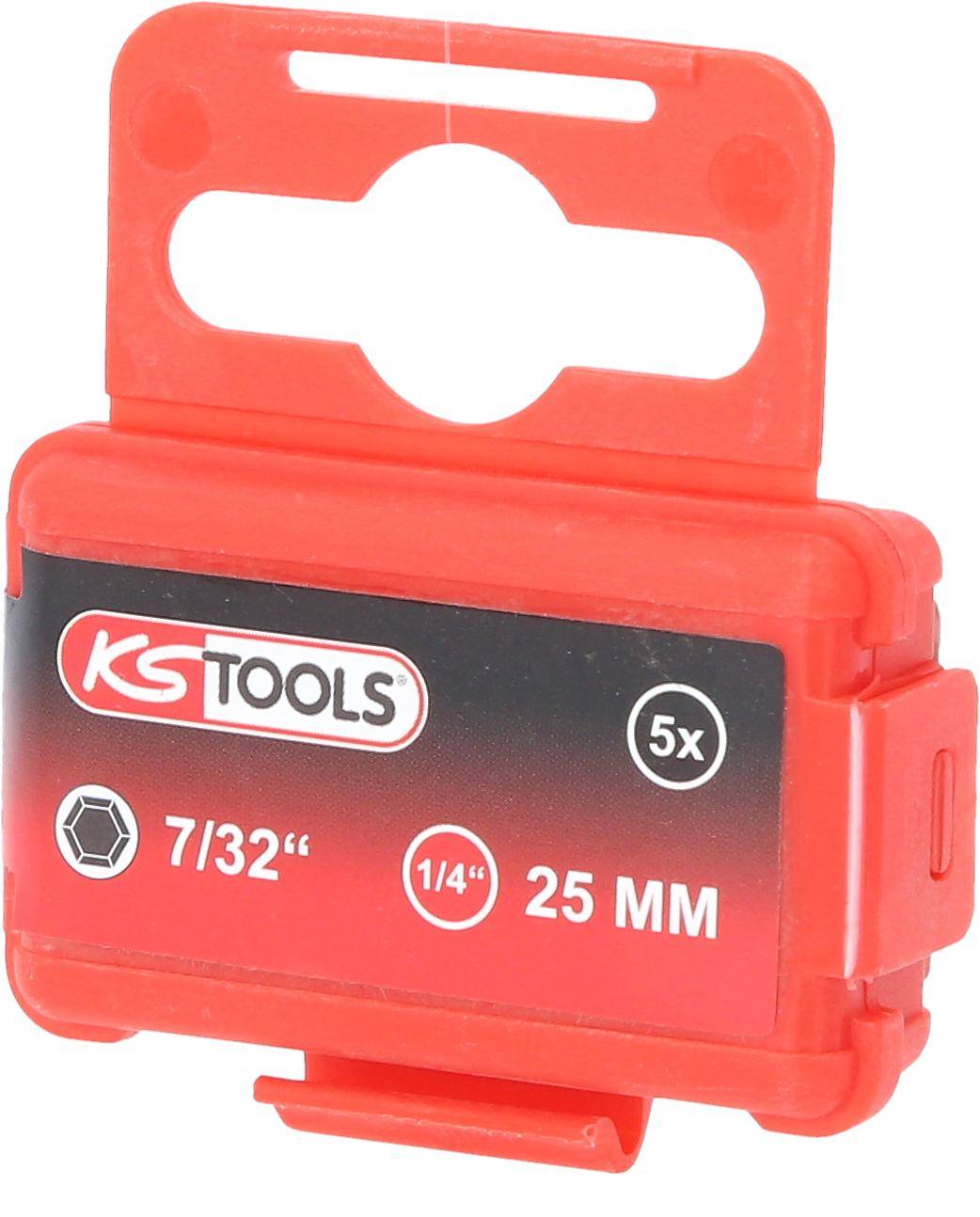 KS TOOLS 1/4" Bit Innensechskant, 25mm, Kugelkopf, 7/32", 5er Pack