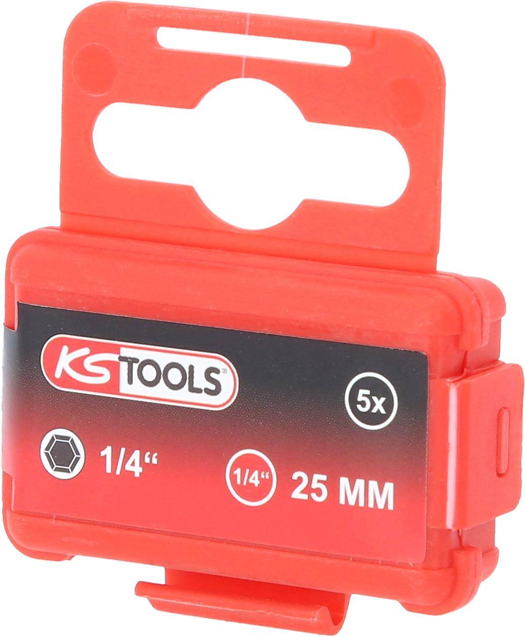 KS TOOLS 1/4" Bit Innensechskant, 25mm, Kugelkopf, 1/4", 5er Pack