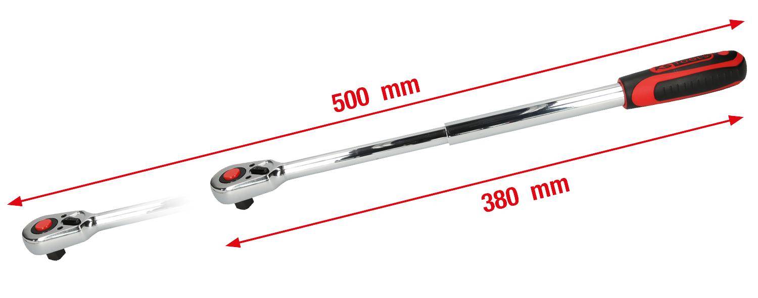 KS TOOLS 1/2" CHROMEplus Teleskop-Umschaltknarre, 36 Zahn