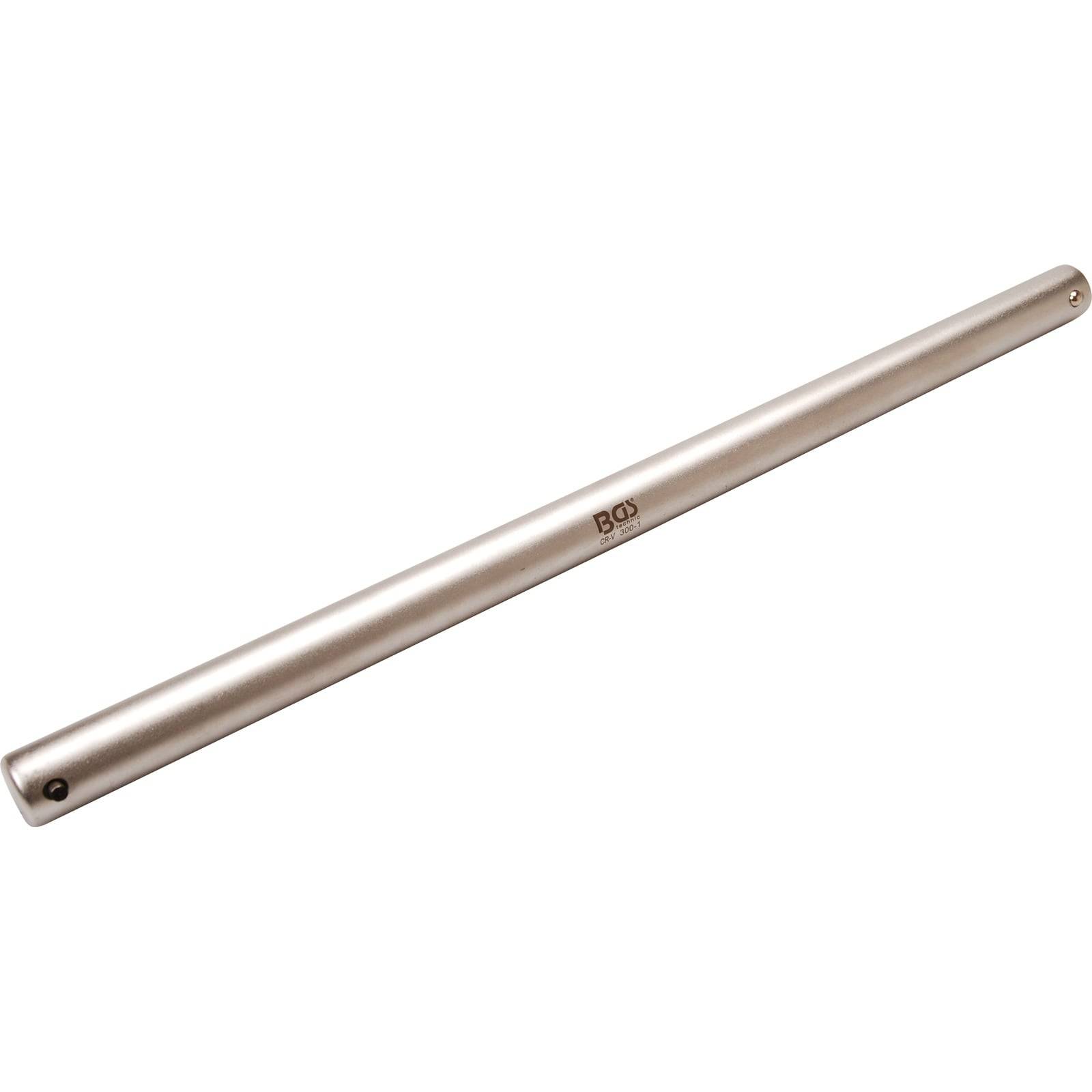 Eine Metallzylinderstange mit dem Markenlogo 'BGS', mittig auf ihrer Oberfläche diagonal platziert.