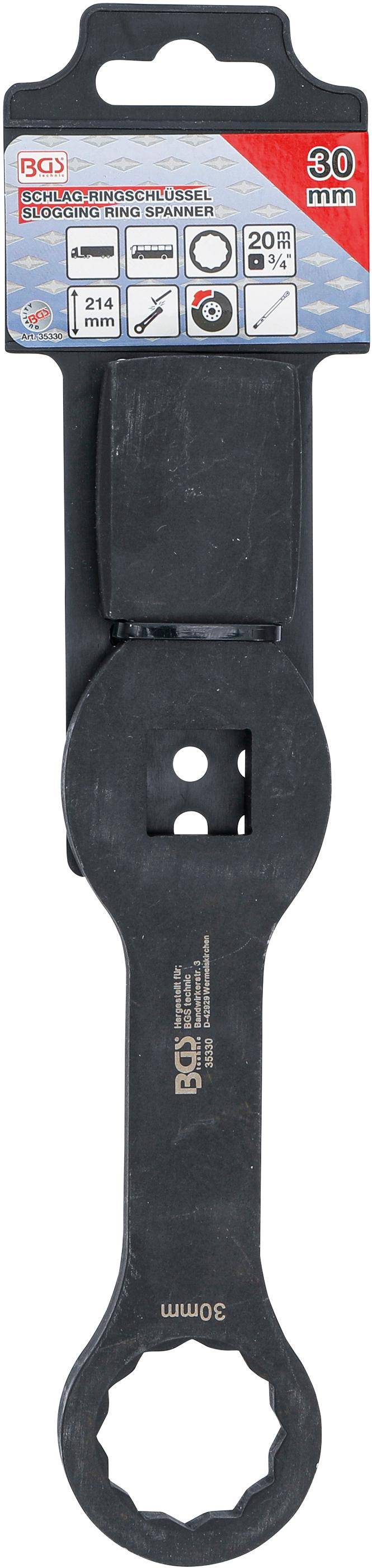 BGS Schlag-Ringschlssel | Zwlfkant | mit 2 Schlagflchen | SW 30 mm