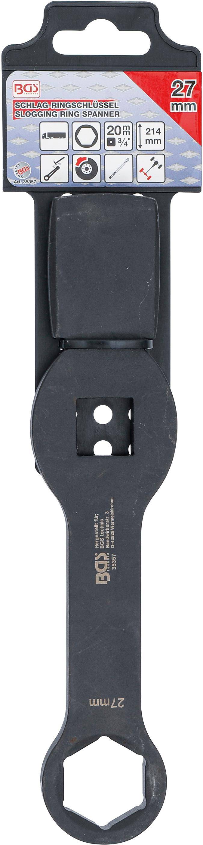 BGS Schlag-Ringschlssel | Sechskant | mit 2 Schlagflchen | SW 27 mm