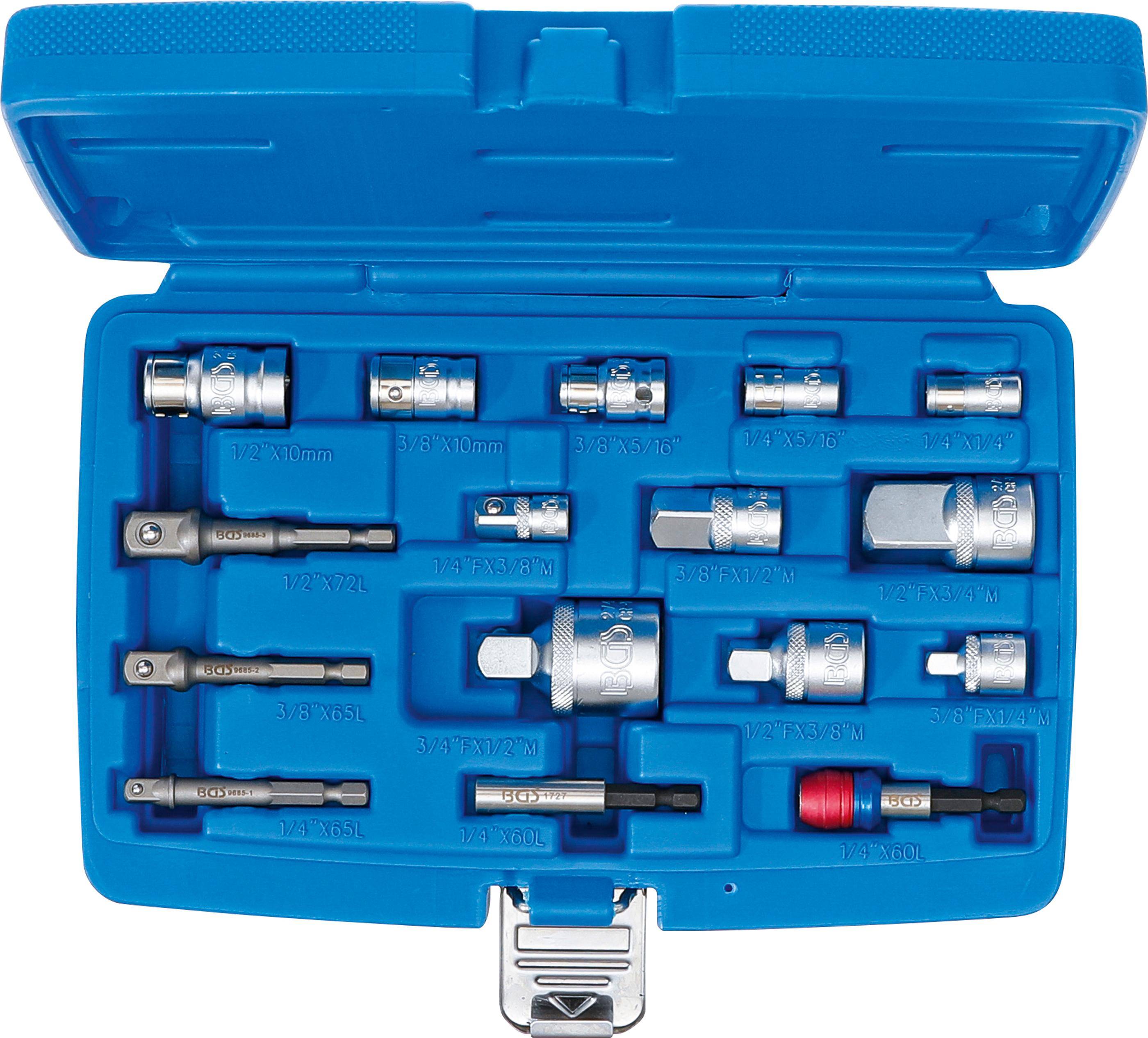 BGS technic Bit-Adapter- / Steckschlssel-Adapter-Satz | 16-tlg.