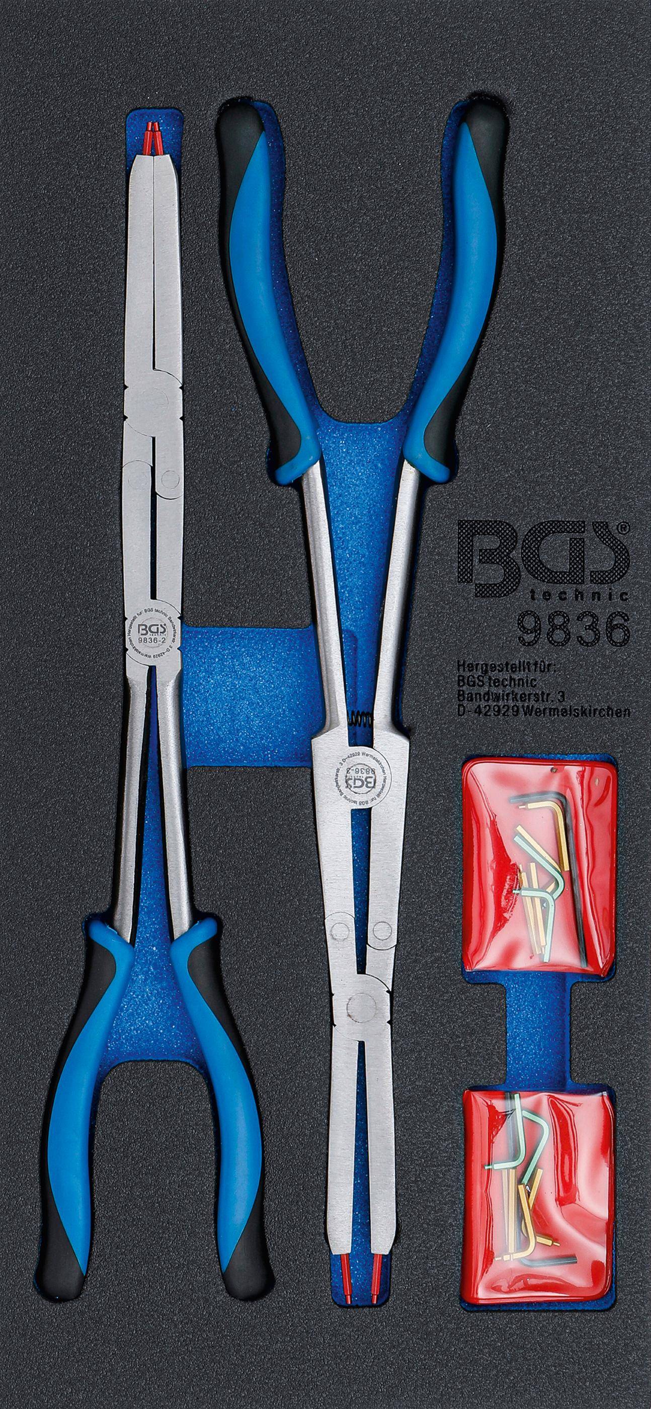 BGS Werkstattwageneinlage 1/3: Doppelgelenk-Sprengringzangen-Satz |