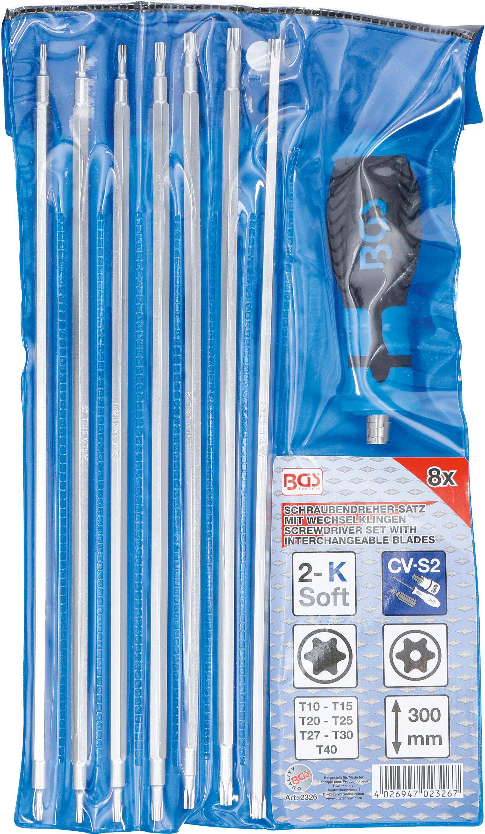 BGS Schraubendreher-Satz mit Wechselklingen | T-Profil (für Torx) /