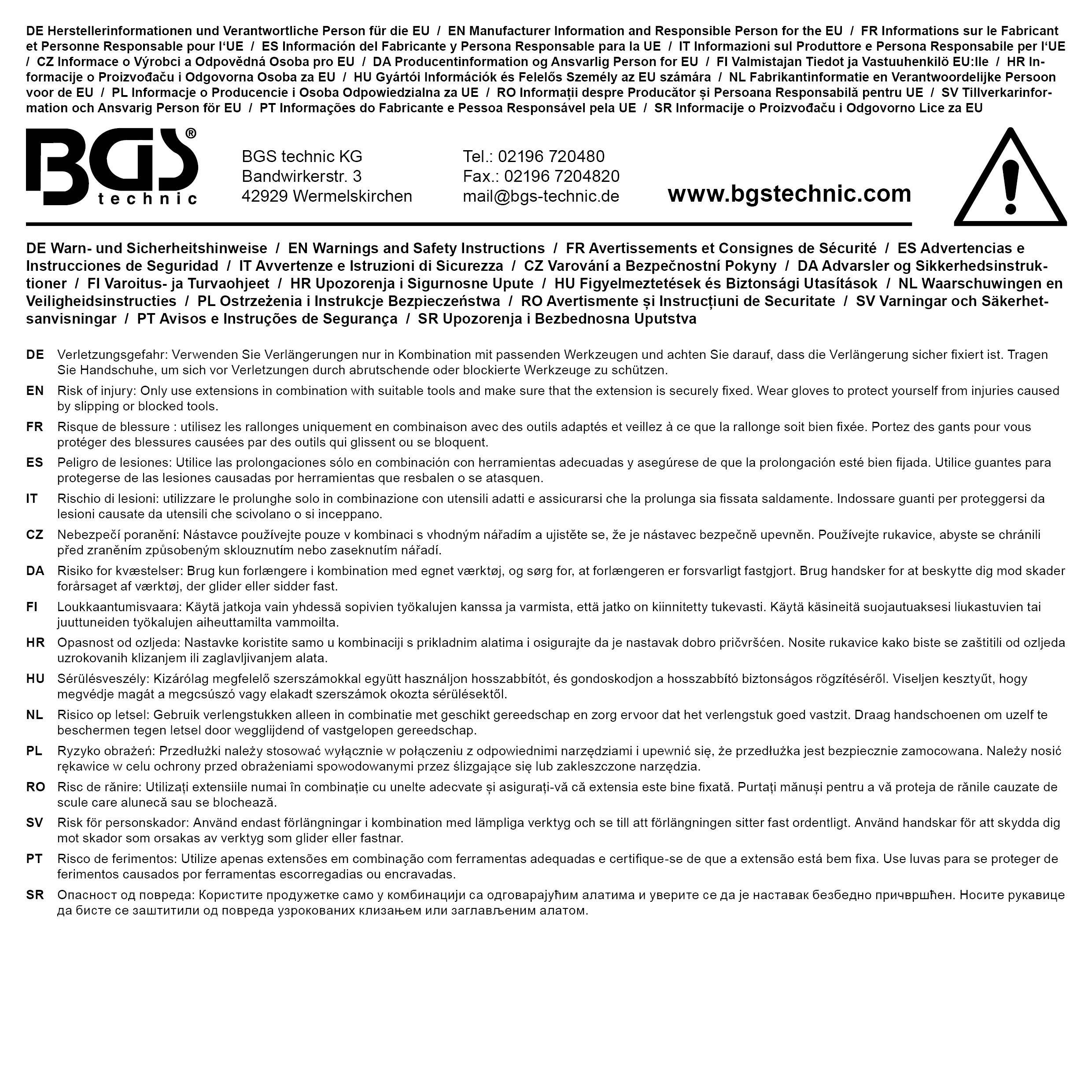 BGS technic Verlngerungs-Satz | 10 mm (3/8") | 375 / 450 / 600 mm |