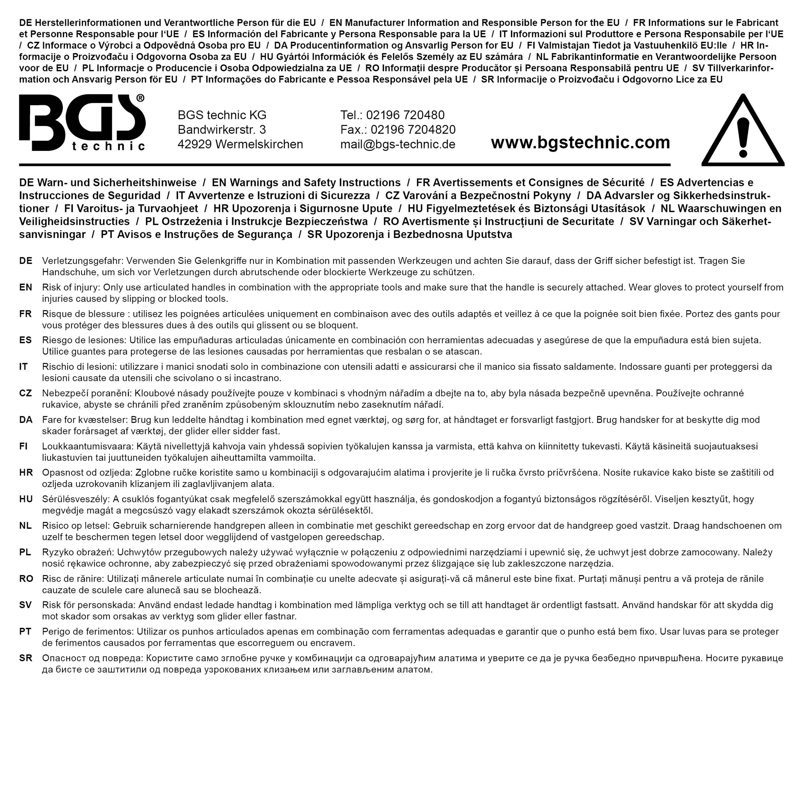 BGS Gelenkgriff | Abtrieb Auenvierkant 12,5 mm (1/2") | 450 mm