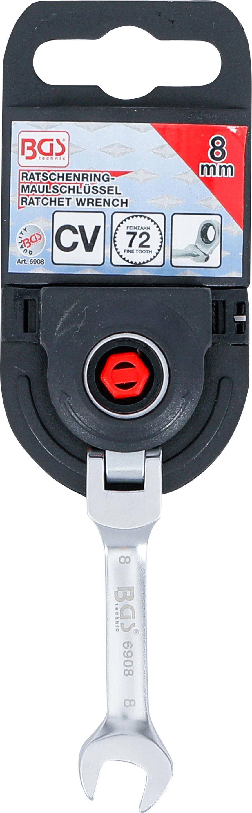 BGS Ratschenring-Maulschlssel | kurz | abwinkelbar | SW 8 mm