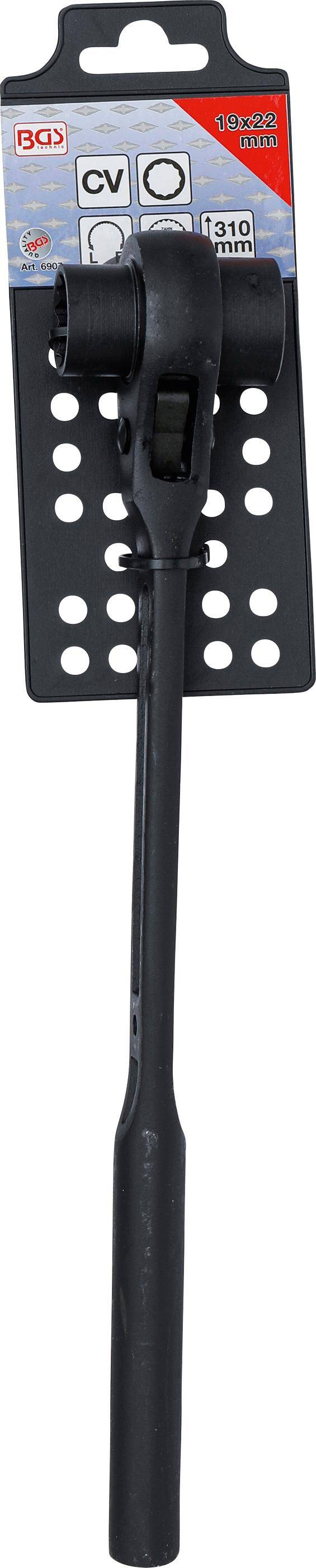 BGS Gerstbauer-Knarre | runder Schaft | SW 19 x 22 mm