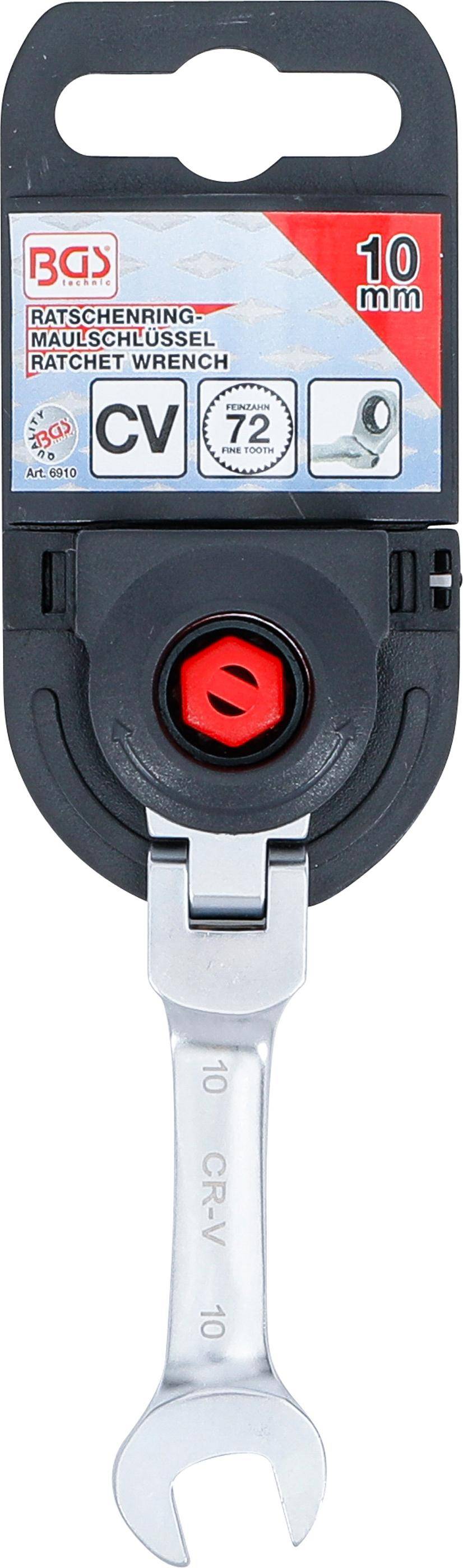 BGS Ratschenring-Maulschlüssel | kurz | abwinkelbar | SW 10 mm