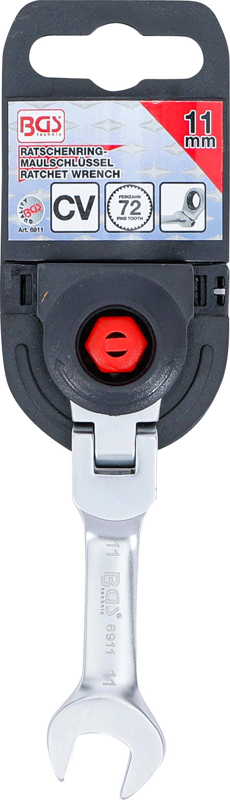 BGS Ratschenring-Maulschlssel | kurz | abwinkelbar | SW 11 mm