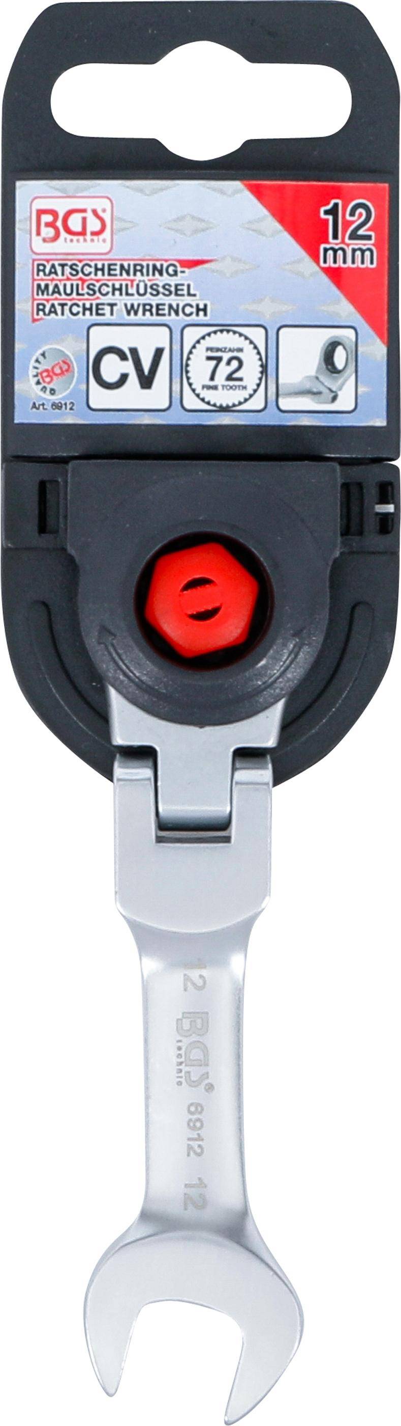 BGS Ratschenring-Maulschlssel | kurz | abwinkelbar | SW 12 mm