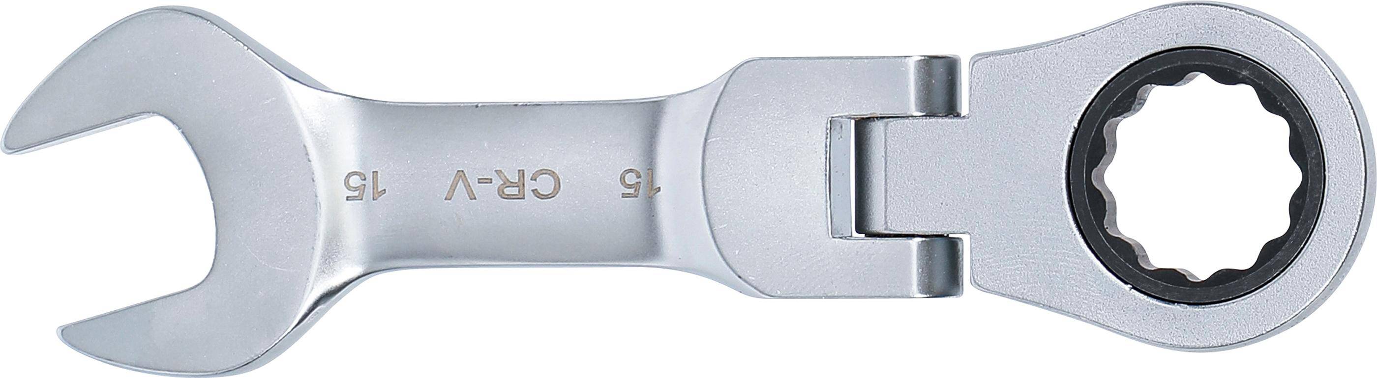 BGS Ratschenring-Maulschlüssel | kurz | abwinkelbar | SW 15 mm
