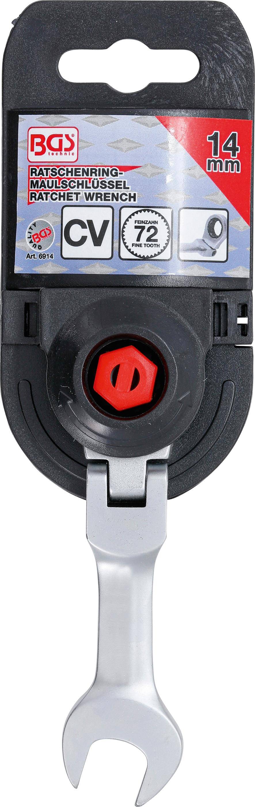 BGS Ratschenring-Maulschlssel | kurz | abwinkelbar | SW 14 mm