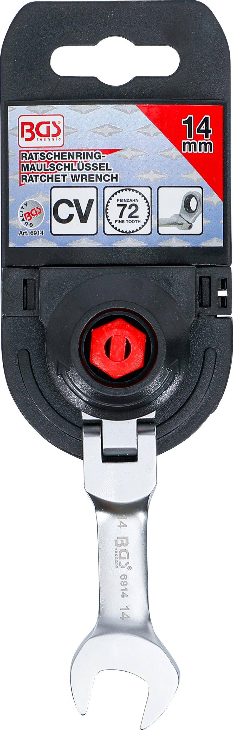BGS Ratschenring-Maulschlüssel | kurz | abwinkelbar | SW 14 mm