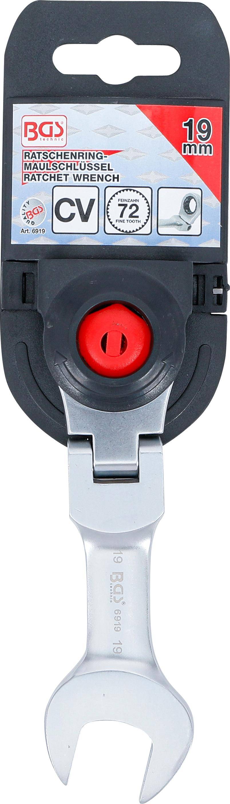BGS Ratschenring-Maulschlssel | kurz | abwinkelbar | SW 19 mm