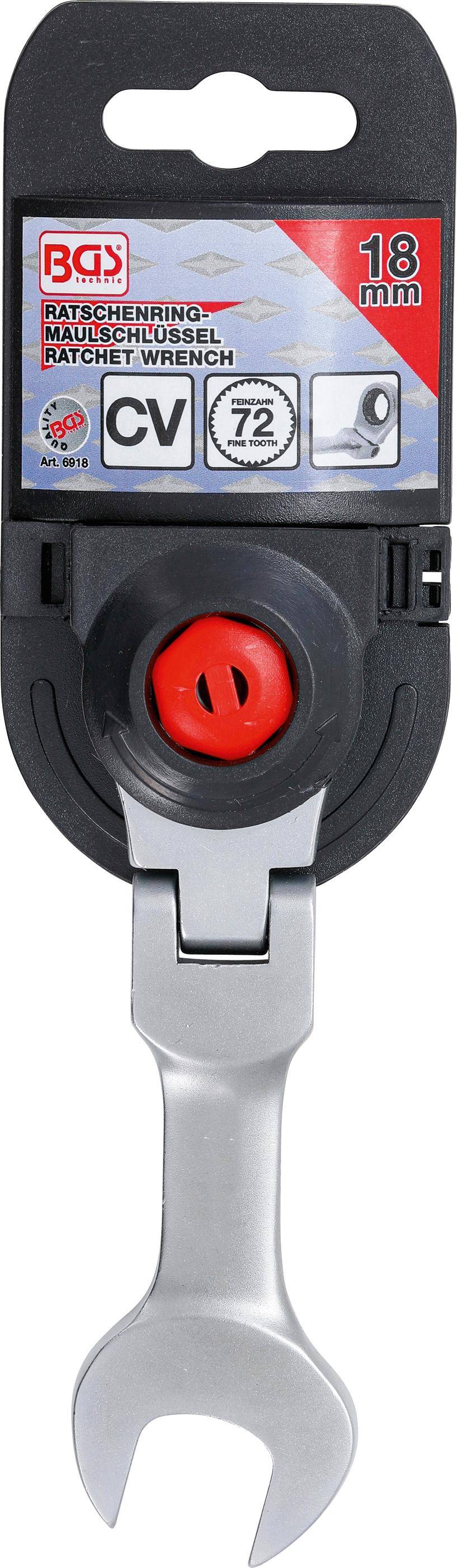 BGS Ratschenring-Maulschlssel | kurz | abwinkelbar | SW 18 mm