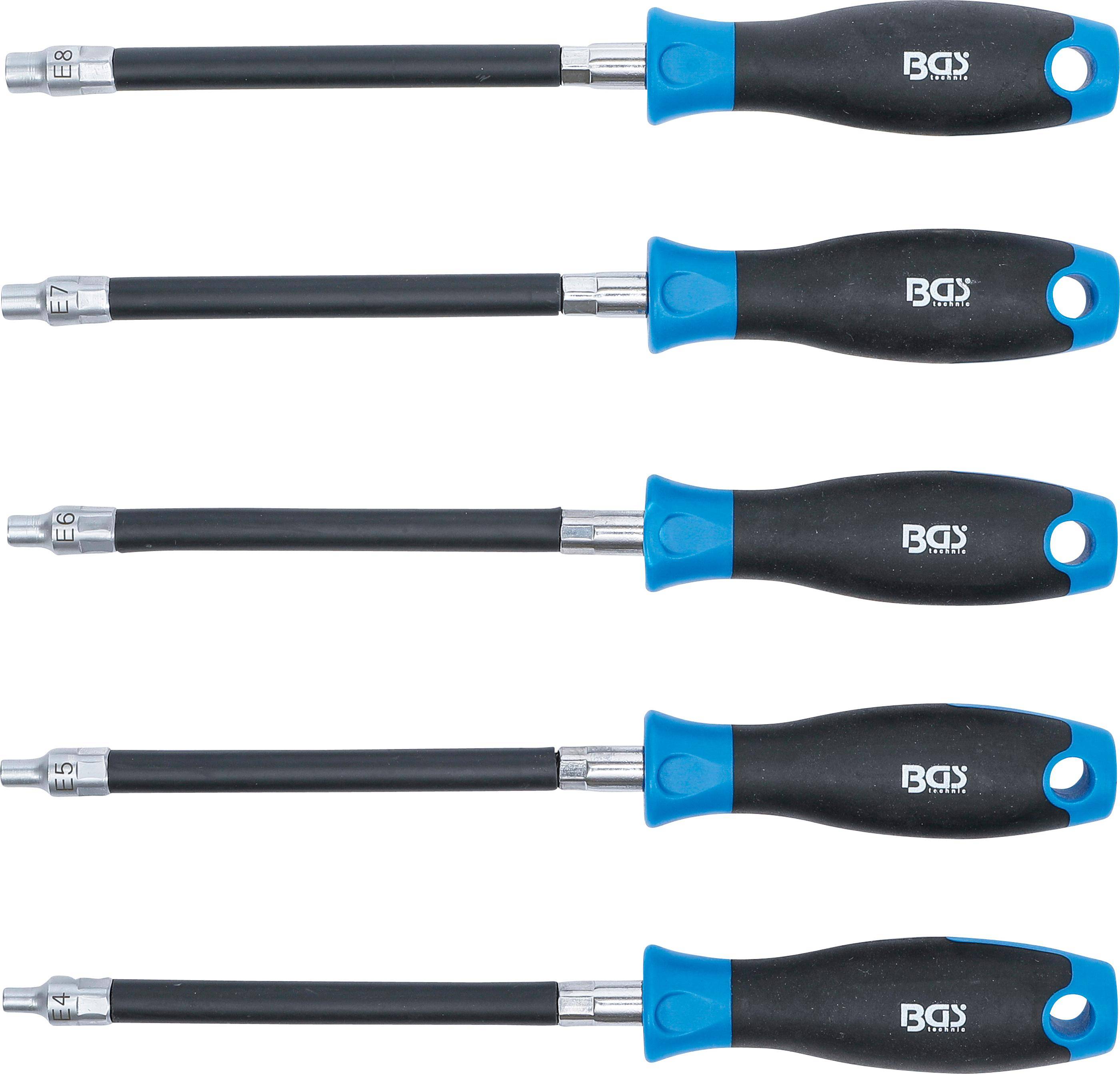 BGS Flexibler Schraubendreher-Satz mit Rundgriff | E-Profil E4 - E8 |