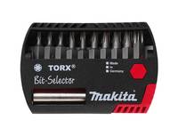 Torx-Bit-Set mit der Beschriftung "Torx Bit-Selector Makita"", enthält mehrere Bits in einem schwarz-roten Halter mit der Markierung ""Made in Germany"".
