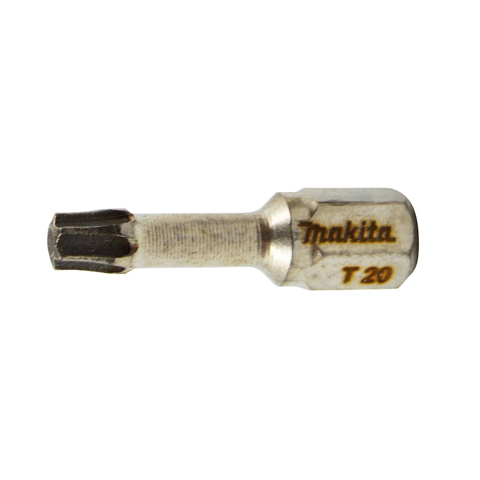 Torx-T20-Schraubenbit von Makita mit sternförmiger Spitze zur Verwendung mit Torx-Schrauben.