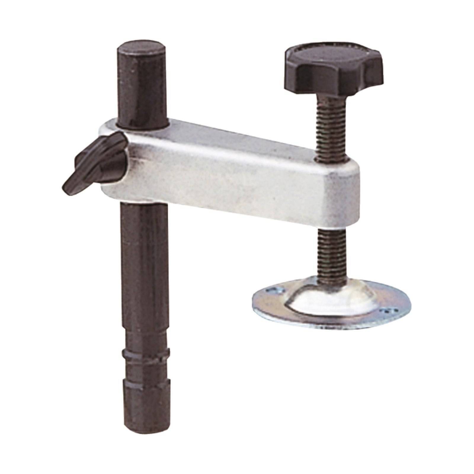 Ein Metallspanner mit drehbarem Griff und verstellbarer Schraubenbasis zum Befestigen von Werkstücken.
