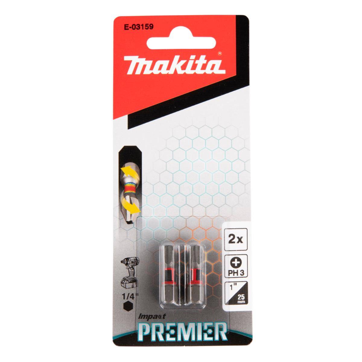 Makita Impact Premier Bits PH3 25 mm PH3 • 25 mm • 1/4" • 2 Stk.