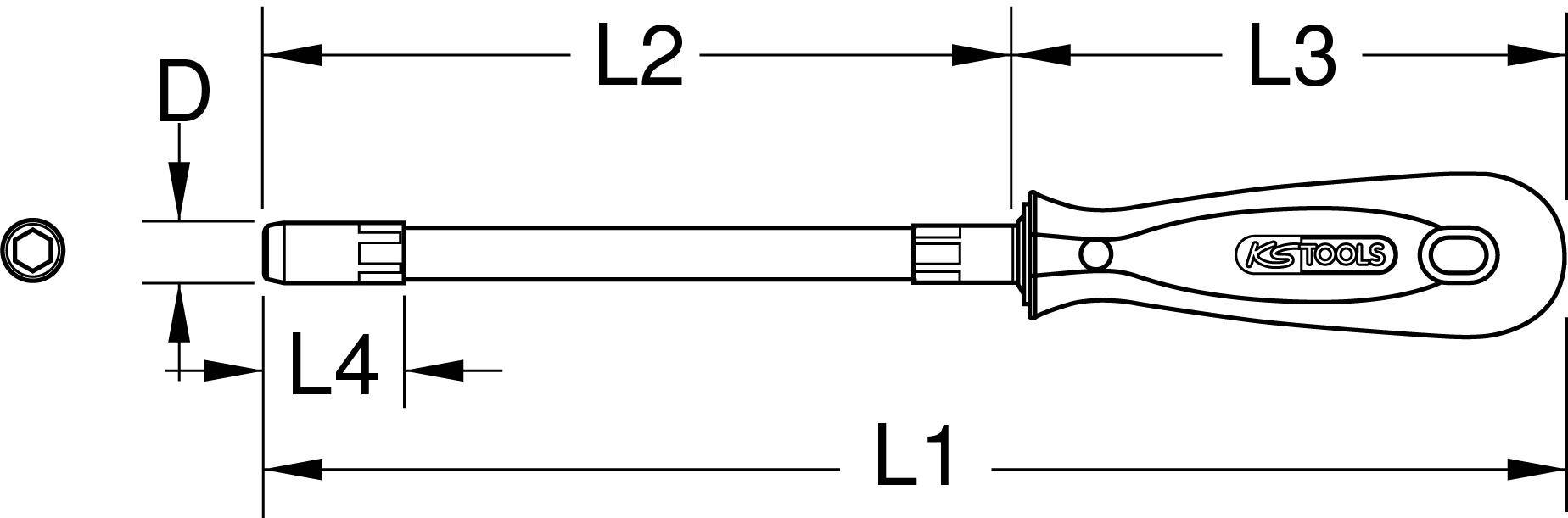 KS TOOLS ERGOTORQUE Stecknuss-Schraubendreher, 8mm