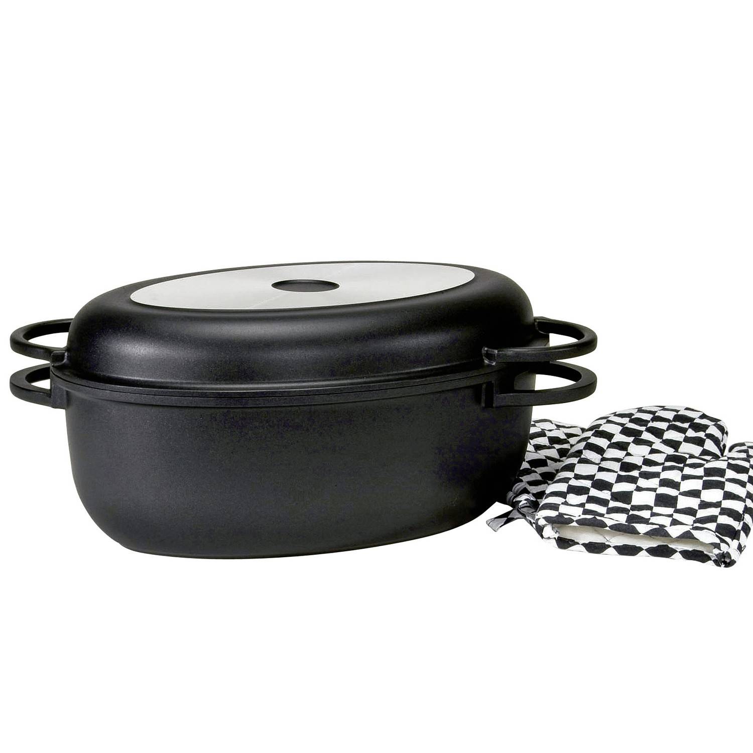 Krüger 23040 Multibräter aus Aluguss, 38 cm, 8 l, schwarz, schwarz