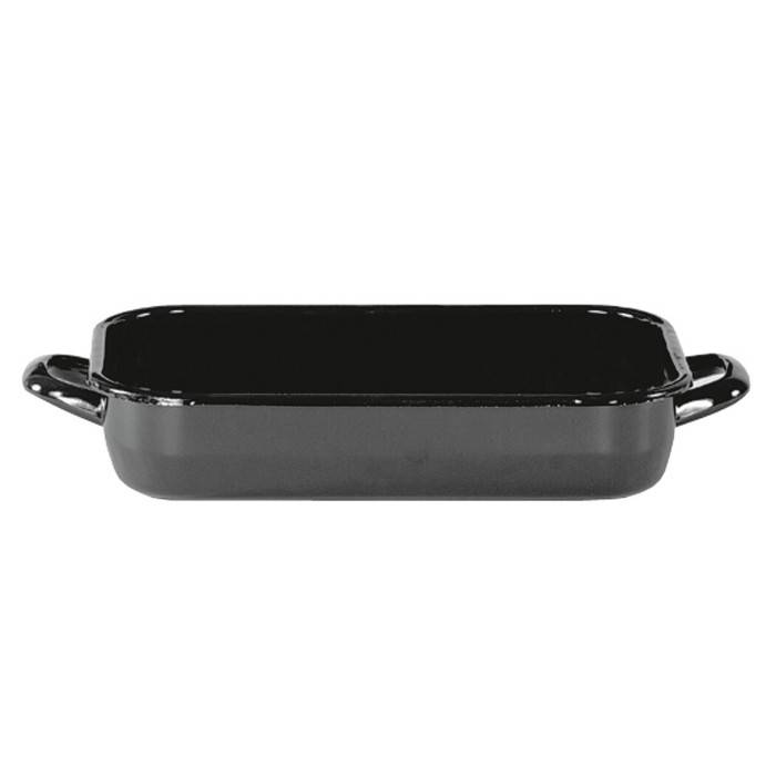 Krüger 141/26 Vierkantpfanne 26cm, emailliert, mit Hohlseitengriffen, schwarz/grau