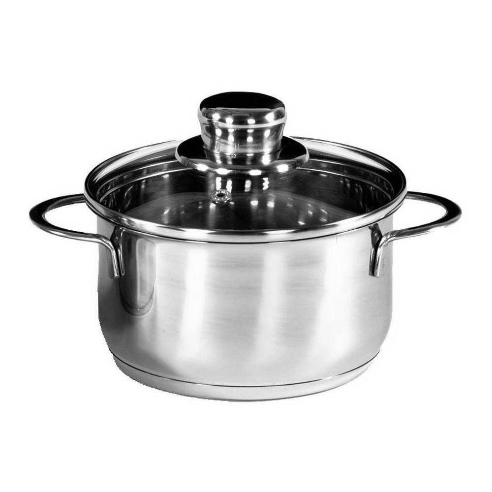 Krüger 2214GL Bratentopf "Saturn" mit Glasdeckel, 0,75 l, 14 x 6 cm, silber