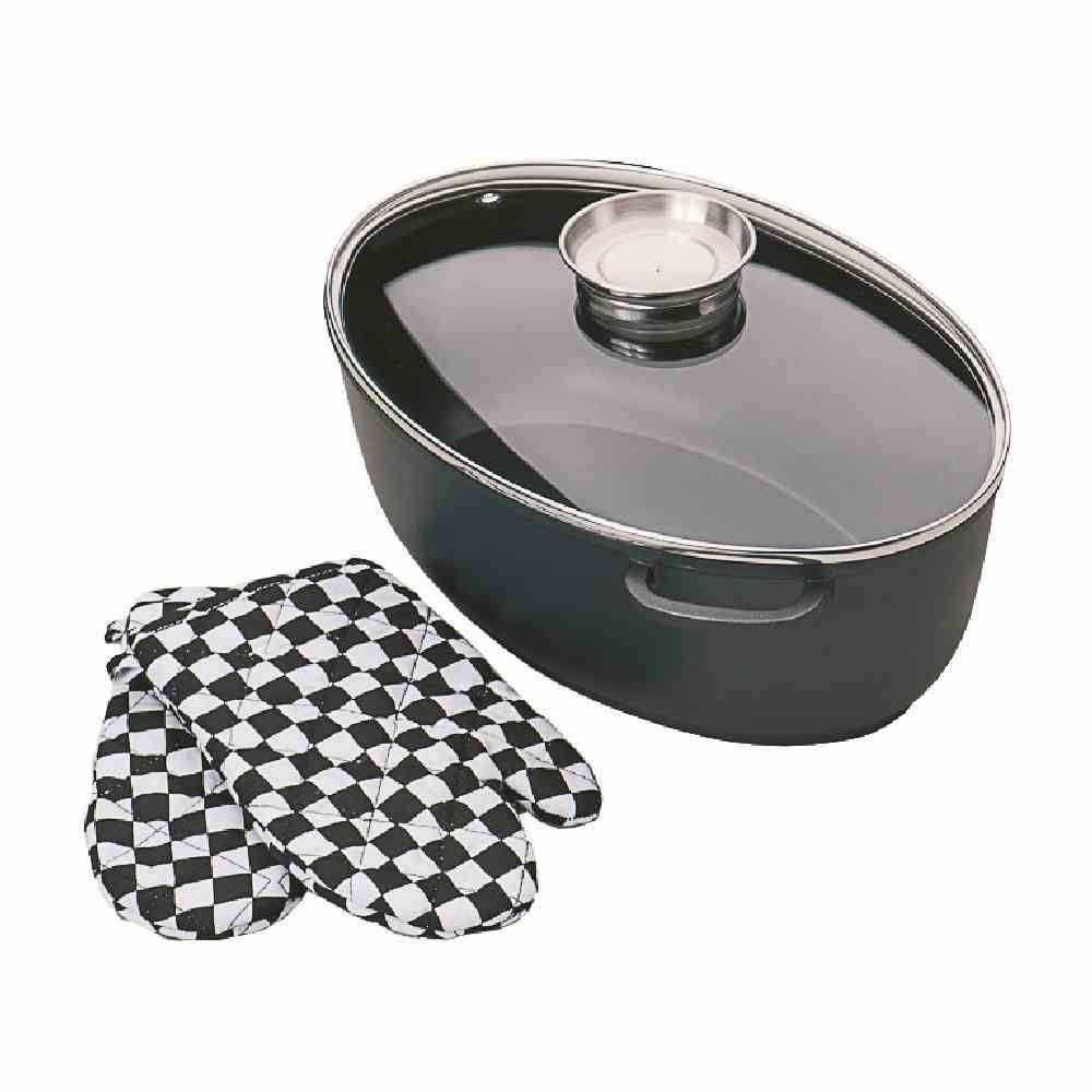 Krüger 230-42 Gansbräter LEIPZIG 42cm Aluguss, mit Glasdeckel, anthrazit