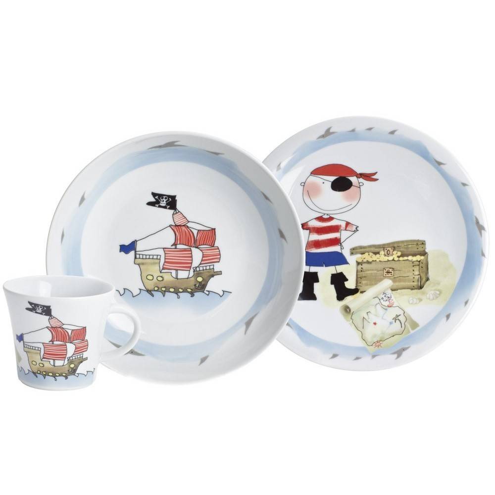 Kinderset Schatzpirat, blau/rot, 3-teilig (1 Set)
