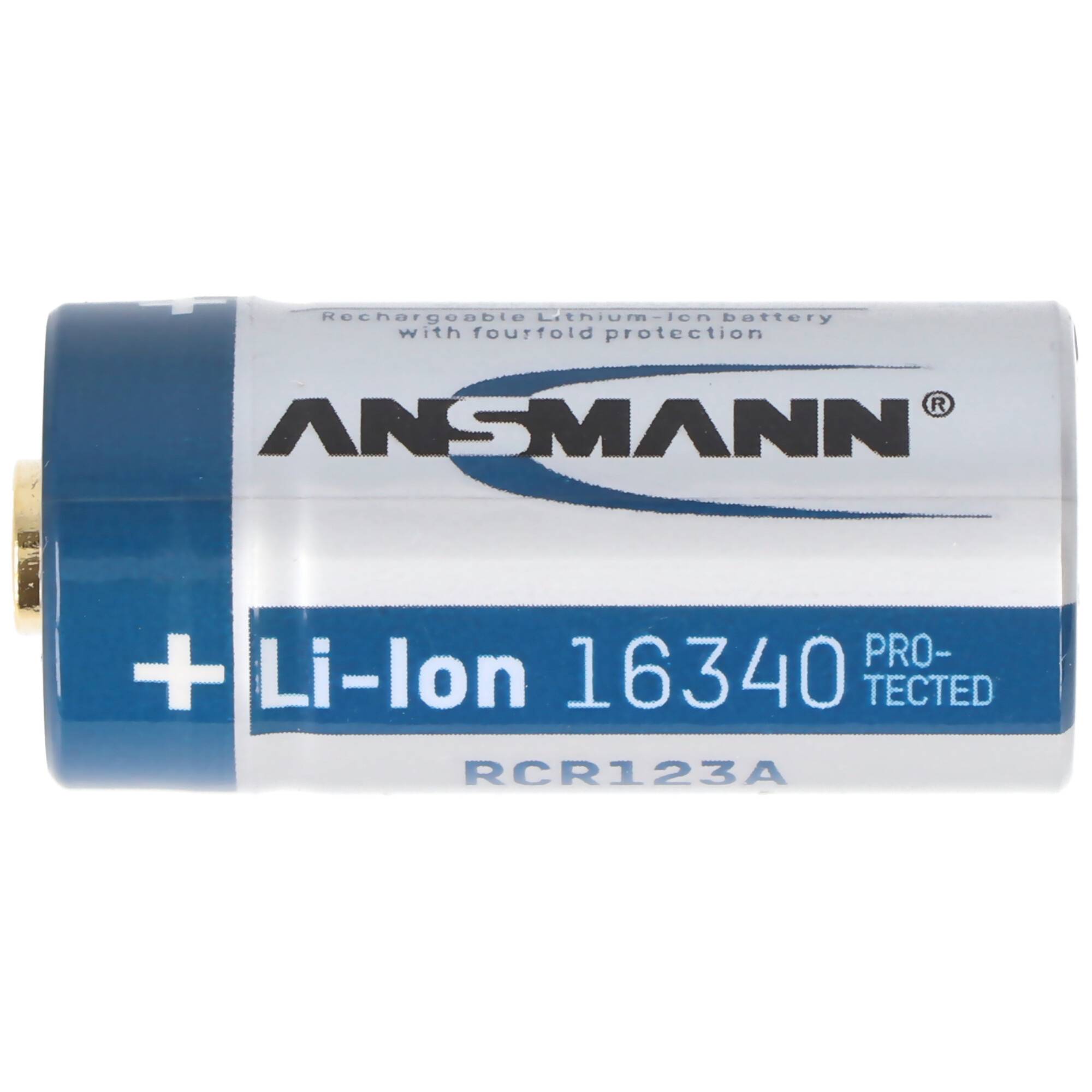 Ansmann 16340, RCR123, CR123A Li-Ion Akku mit USB-C Ladebuchse, 3,6V 850mAh min. 800mAh, mit Schutzschaltung