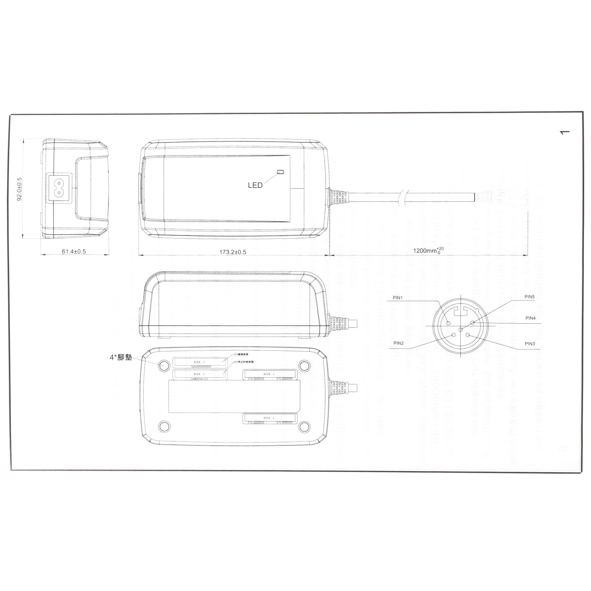 Giant EnergyPak Akku Schnell-Ladegerät 41.8V 5 pins, XLR 5-polig, DPS-83CB A, GLI180A, NC-SSC05GNT