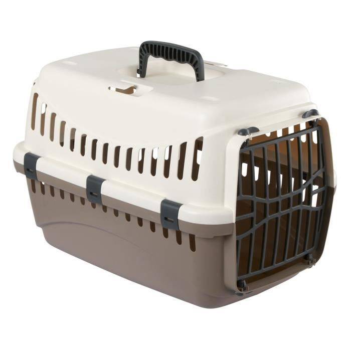KERBL Expedition Hundetransportbox - 48x32x32cm - Creme und Taupe