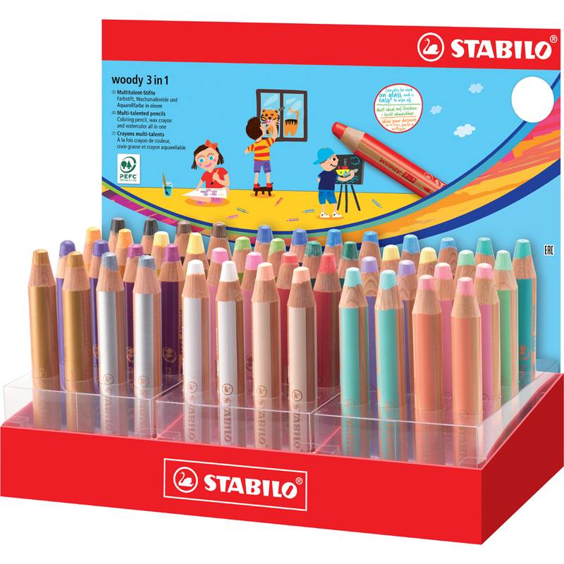 STABILO Multitalentstift woody 3 in 1, 48er Kartondisplay