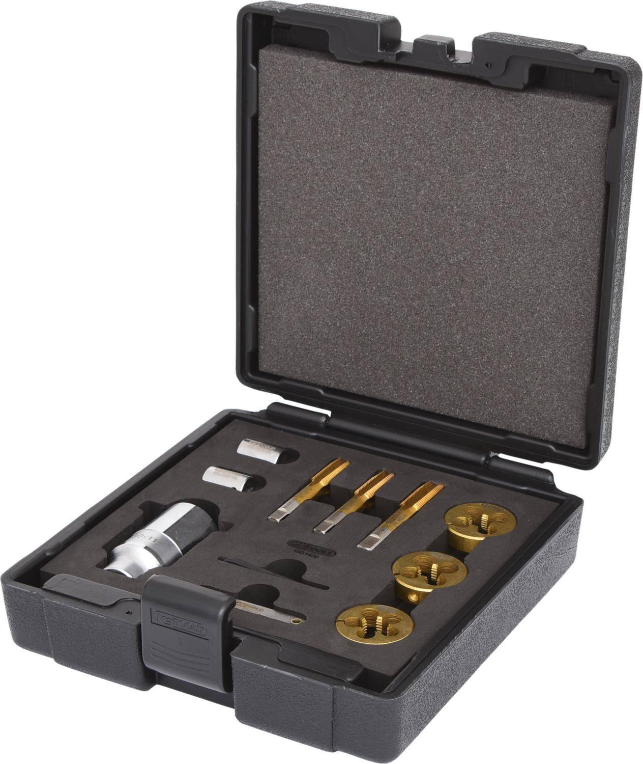 KS TOOLS Werkzeuge-Maschinen GmbH 3/8'' Gewindeschneid-Satz für Radmuttern- und Schrauben, 11-tlg (150.1420)