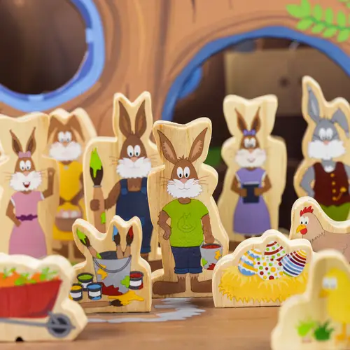 yoamo Osterkalender mit Spielkoffer mit 16 Holzfiguren & Osterhasengeschichte zum Vorlesen yoamo Osterkalender mit Spielkoffer mit 16 Holzfiguren & Osterhasengeschichte zum Vorlesen