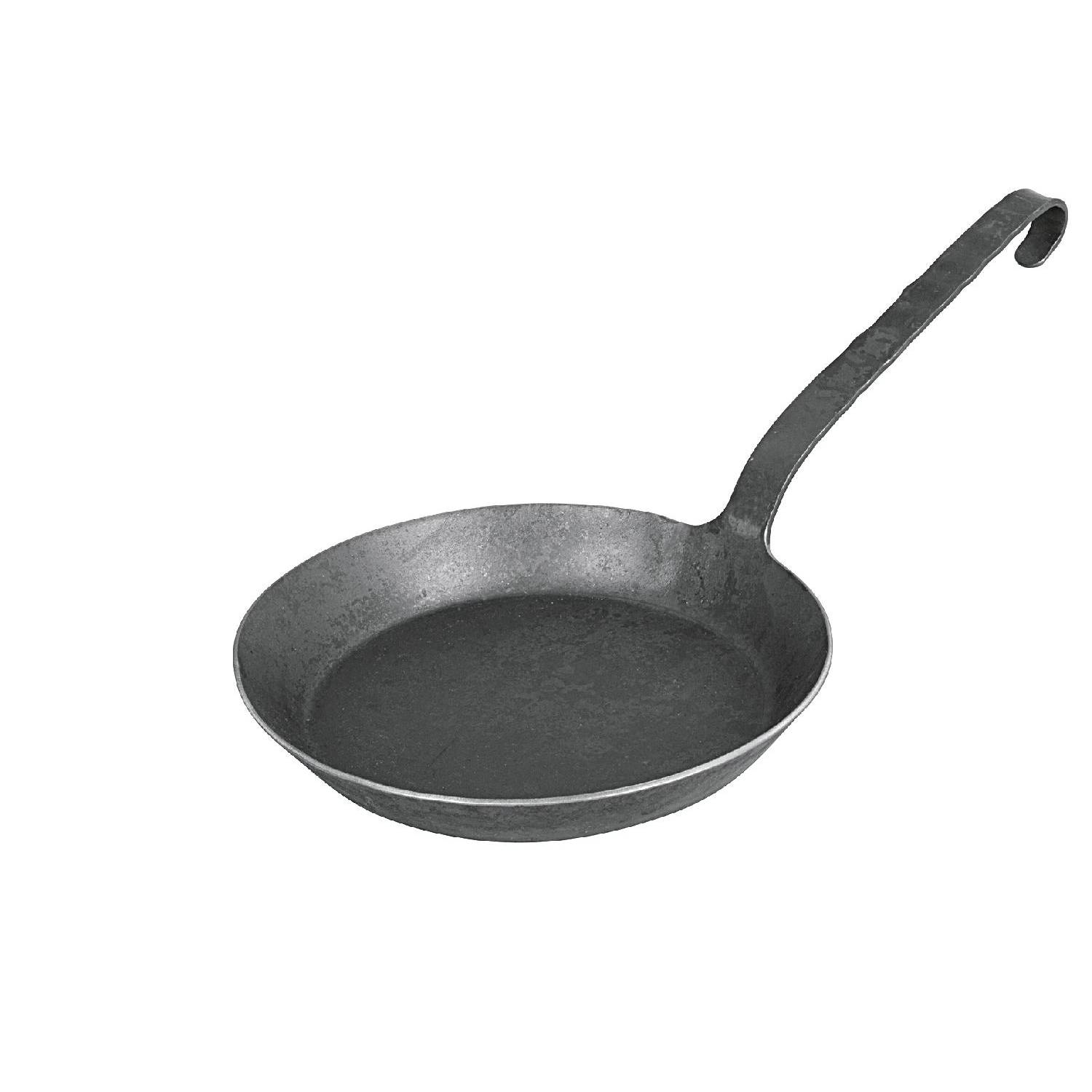 turk 65526 Eisenpfanne 26 cm, mit flachen Hakenstiel freiform warmgeschmiedet, grauschwarz