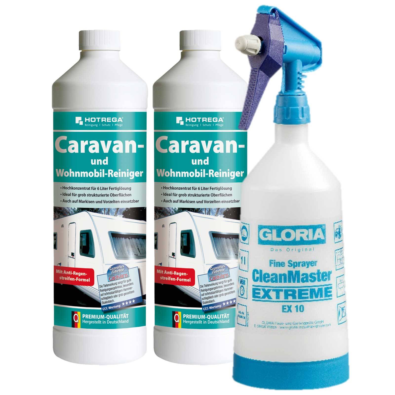 HOTREGA Caravan & Wohnmobil Reiniger Konzentrat 2x 1 Liter inkl. Sprühflasche 1 Liter