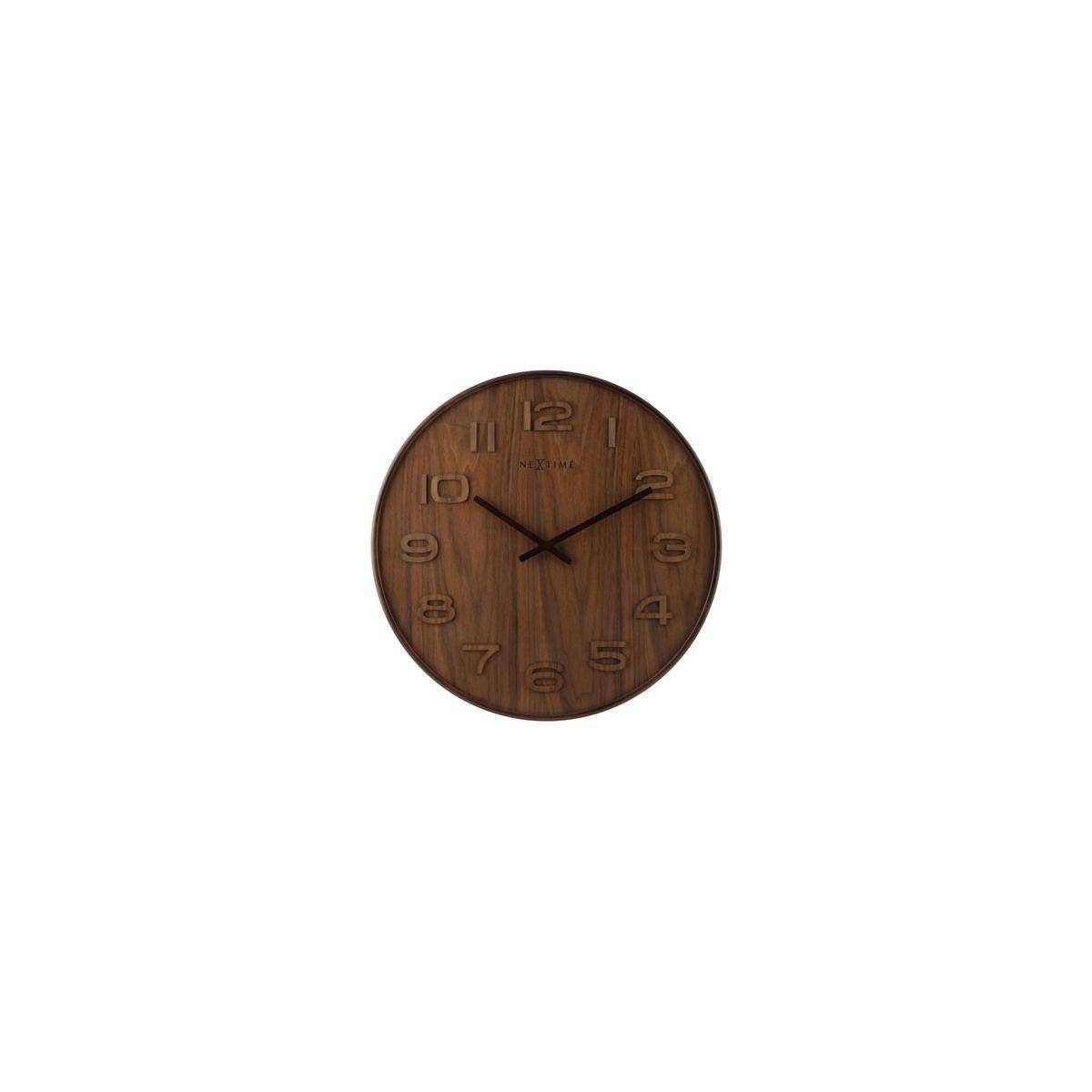 3095BR - Wanduhr "Wood Wood Medium", Holz, Braun, 53 x 3 cm