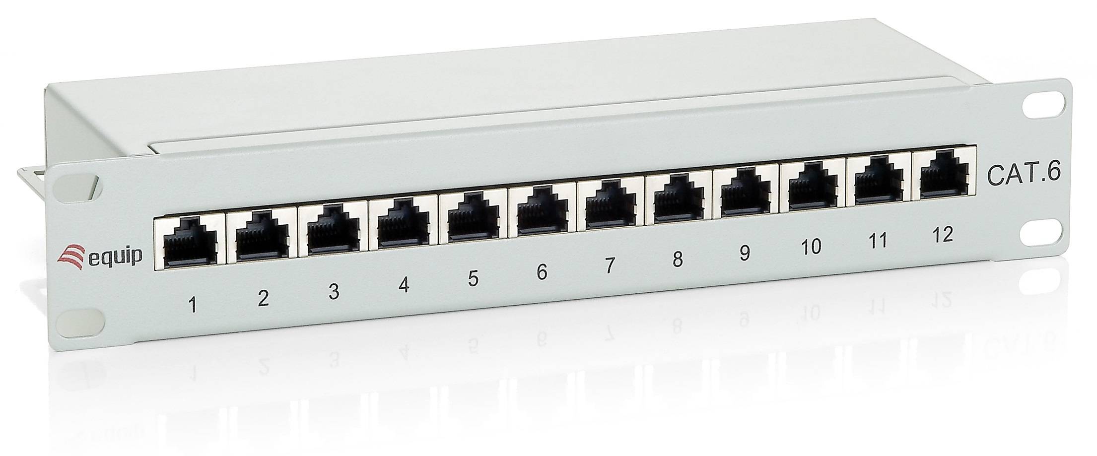 equip - Patch Panel - CAT 6 - RJ-45 X 12 - Hellgrau, RAL 7035 - 1U - 25.4 cm (10"")
