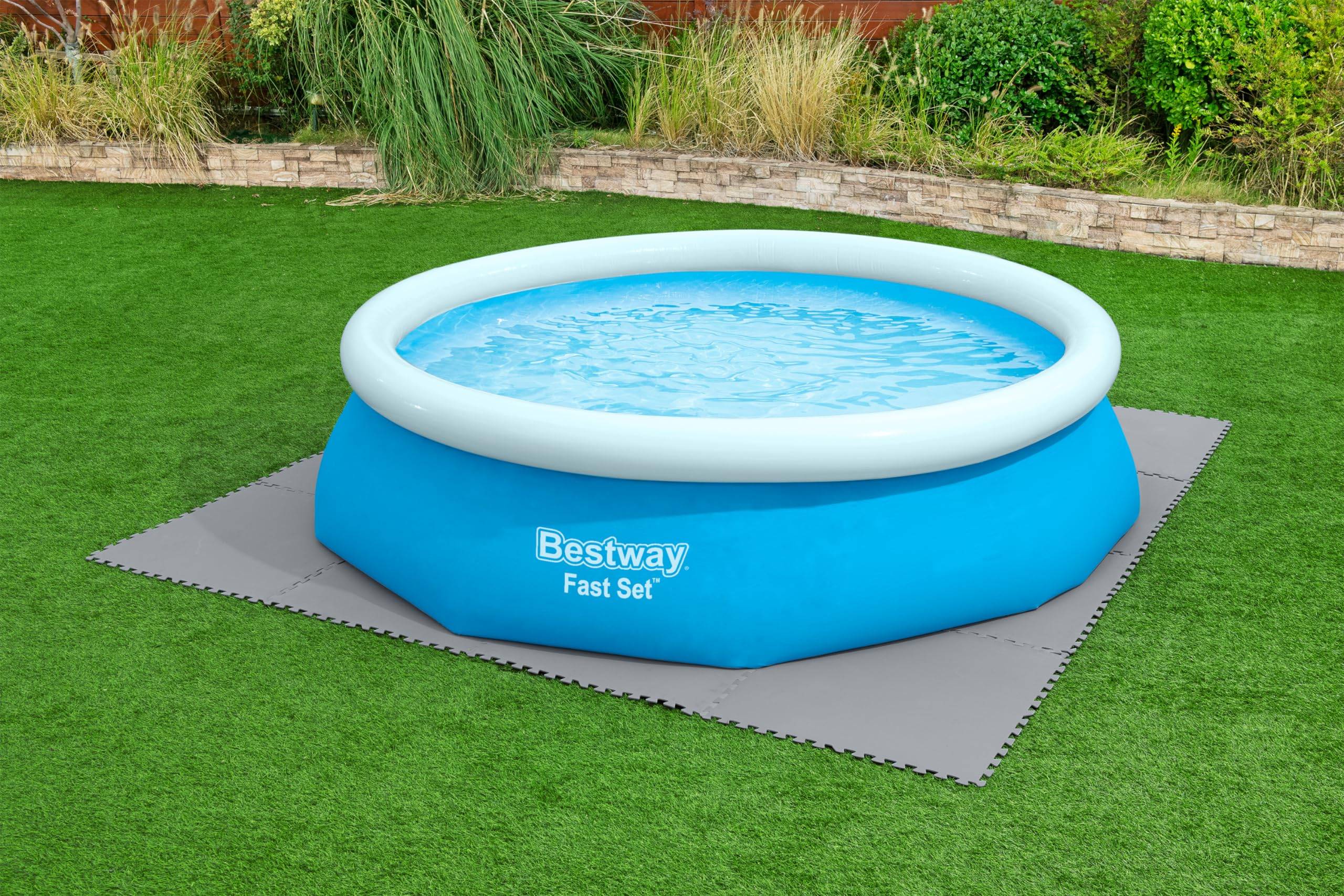 Bestway Pool-Bodenschutzfliesen Set 9 Stück á 78 x 78 cm, grau