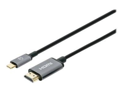 Manhattan USB-C to HDMI Cable, 4K@60Hz, 1m, Black, Male to Male, Three Year Warranty, Polybag - Adapterkabel - 24 pin US