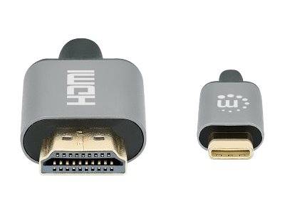 Manhattan USB-C to HDMI Cable, 4K@60Hz, 1m, Black, Male to Male, Three Year Warranty, Polybag - Adapterkabel - 24 pin US