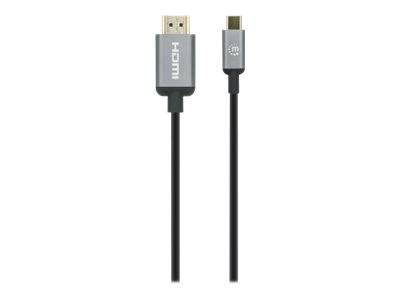 Manhattan USB-C to HDMI Cable, 4K@60Hz, 1m, Black, Male to Male, Three Year Warranty, Polybag - Adapterkabel - 24 pin US