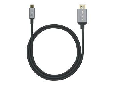 Manhattan USB-C to HDMI Cable, 4K@60Hz, 1m, Black, Male to Male, Three Year Warranty, Polybag - Adapterkabel - 24 pin US