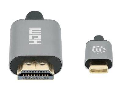 Manhattan USB-C to HDMI Cable, 4K@30Hz, 2m, Black, Male to Male, Three Year Warranty, Polybag - Adapterkabel - 24 pin US